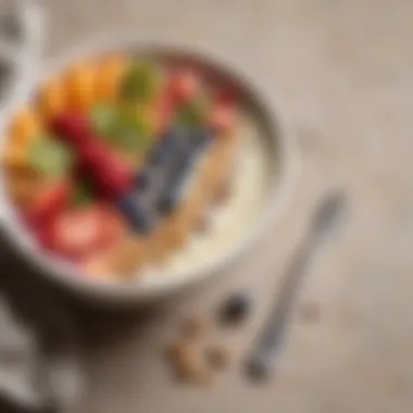 A colorful smoothie bowl made with Greek yogurt and fruits.