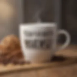 A quirky coffee mug with a humorous quote