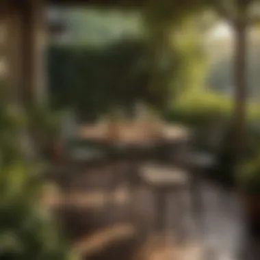 Cozy Dining Experience Cozy dining experience at a small patio table with two chairs surrounded by greenery