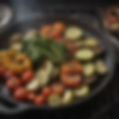 Seared Vegetables in a Grill Pan Grill pan with perfectly seared vegetables