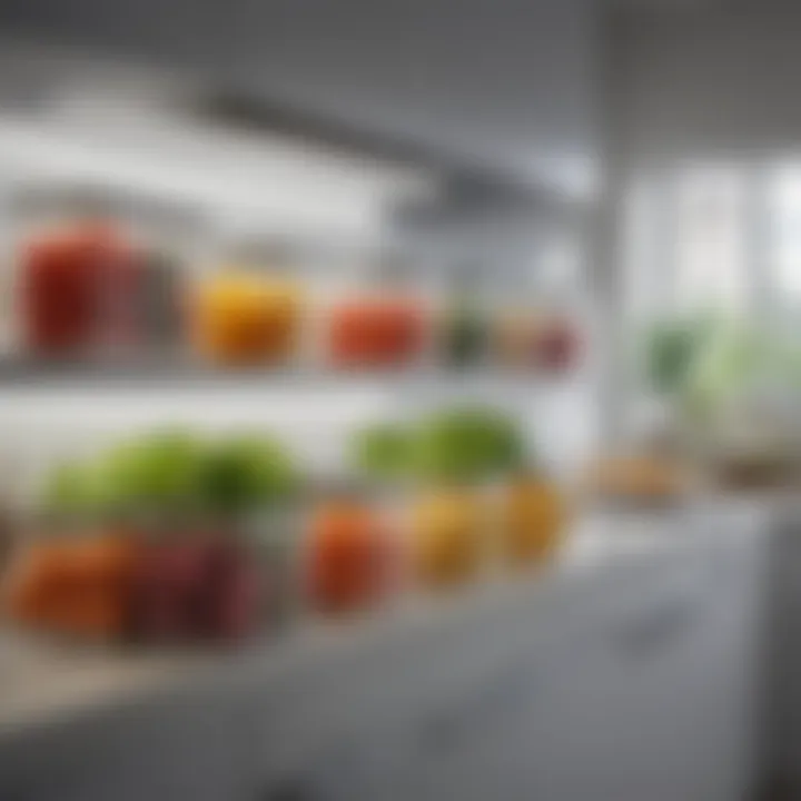 An aesthetically pleasing arrangement of various crisper containers in a modern kitchen setting.