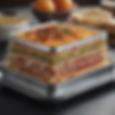 Layered Delicacies in Aluminum Impressive presentation of a layered dish