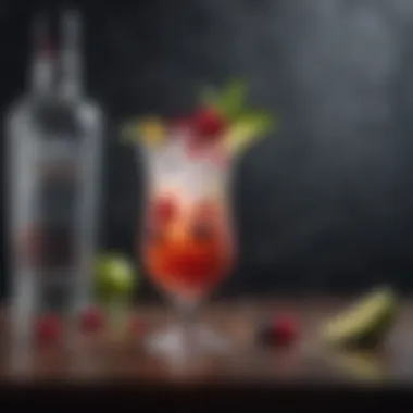 An elegant cocktail presentation with vodka-based drinks adorned with garnishes