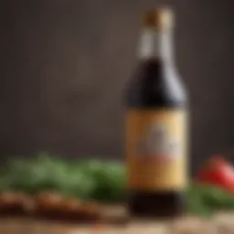 A bottle of Worcestershire sauce with herbs and spices