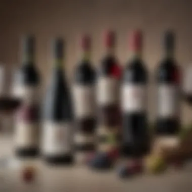 A selection of non-alcoholic red wines displayed elegantly, highlighting various labels and styles.