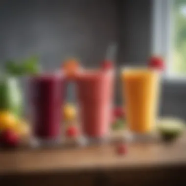 Vibrant smoothies prepared in elegant glasses