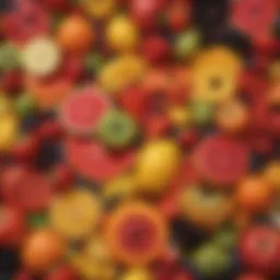 Colorful array of fiber-rich fruits