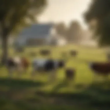 Amish Farm with Dairy Cows A picturesque Amish farm with dairy cows grazing