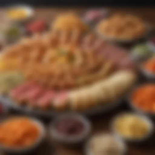 A colorful platter of assorted finger foods