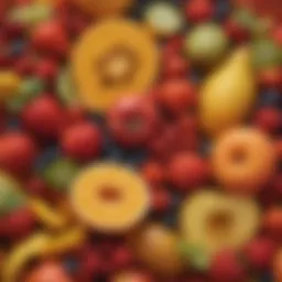 A vibrant assortment of fresh fruits known for lowering cholesterol.