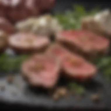 Fresh Ingredients for Garlic Steak Seasoning A close-up of fresh garlic cloves and herbs arranged aesthetically