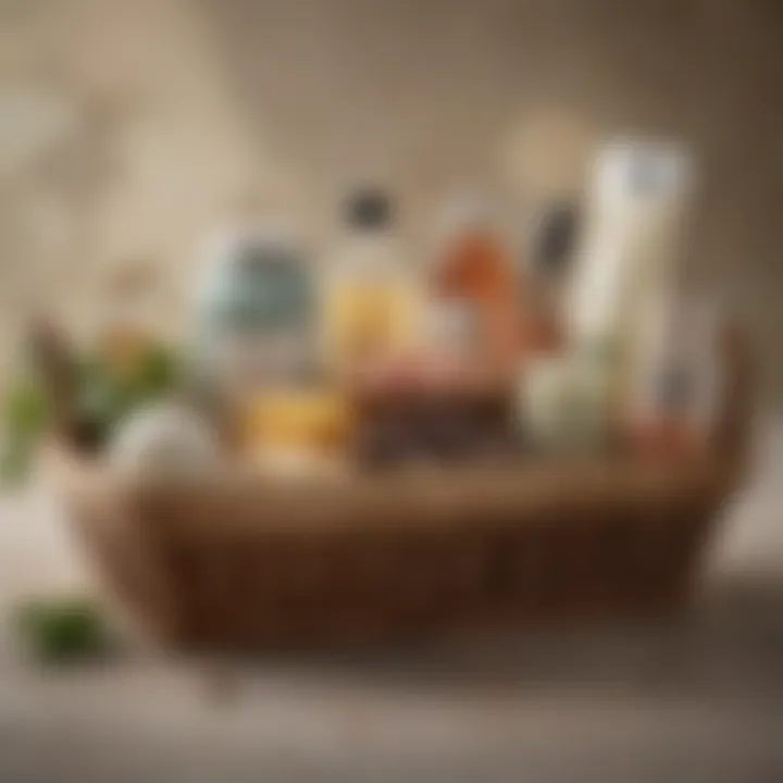 A beautifully arranged gift basket with a selection of spa products for relaxation.
