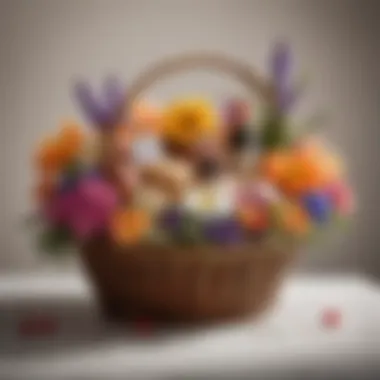 Floral and Artisanal Gift Basket A vibrant gift basket filled with fresh flowers and artisanal treats.