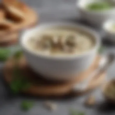 Creamy Gluten-Free Mushroom Soup A bowl of creamy gluten-free mushroom soup garnished with herbs
