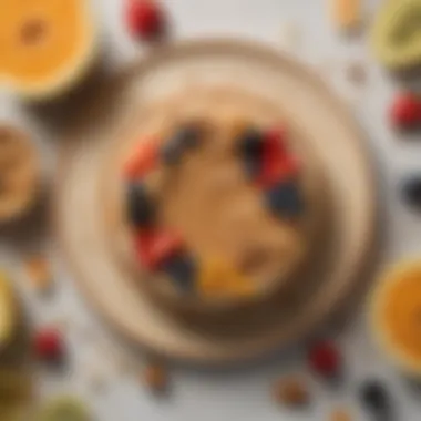 Nut Butter Delight with Fruits Nut butter and fresh fruits spread on a whole grain rice cake