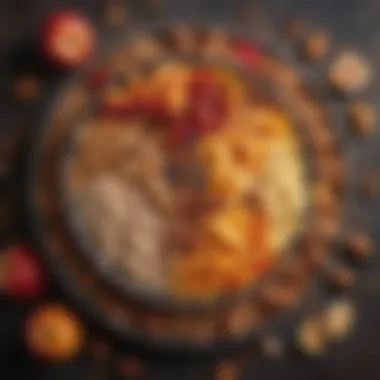 A colorful array of fresh fruits and nuts in a decorative bowl