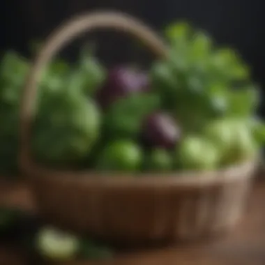 Freshly picked green vegetables in a basket