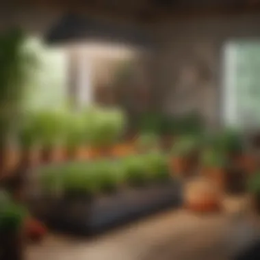 Indoor Vegetable Garden Setup Vibrant indoor vegetable garden setup with various seedlings