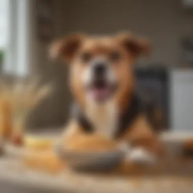 Happy dog enjoying a bowl of wheat-free food