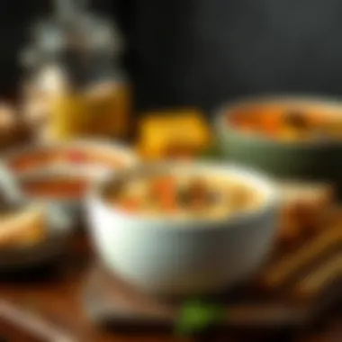 Classic and Modern Chicken Soup Variations An inviting display of classic and modern chicken soup variations