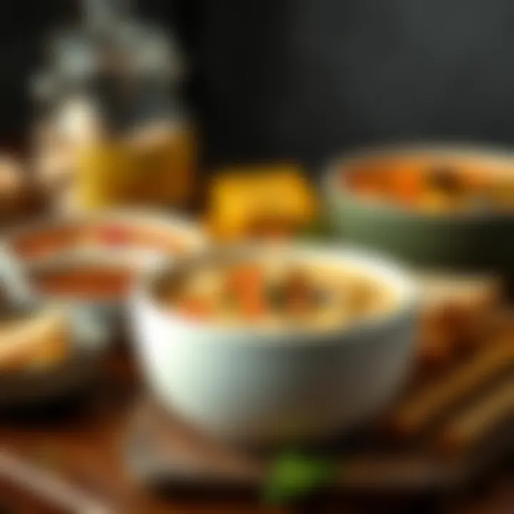 Classic and Modern Chicken Soup Variations An inviting display of classic and modern chicken soup variations