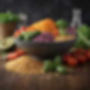 Fresh Ingredients for Healthy Meals A vibrant array of fresh vegetables and grains