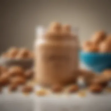 Healthy Foods with Almond Butter Assorted healthy foods paired with almond butter emphasizing a balanced diet