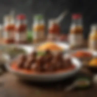 An array of sauces and condiments ideal for enhancing Asian meatball flavors