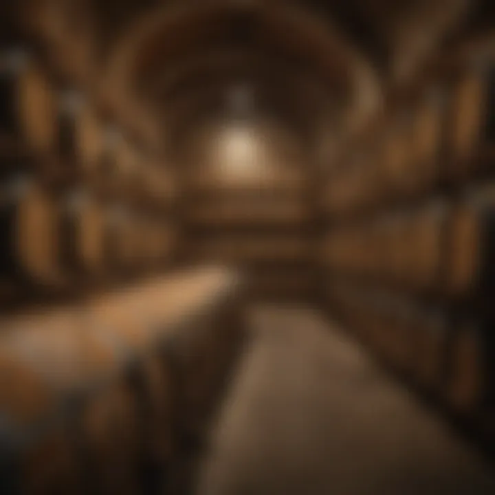 Barrel aging process in a Hennessy cellar