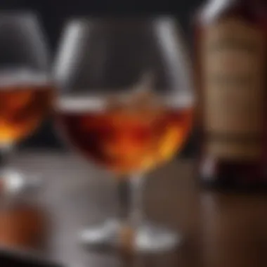Close-up of Hennessy cognac in a glass