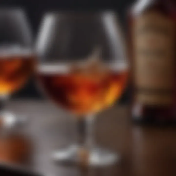 Close-up of Hennessy cognac in a glass