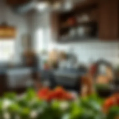 A cozy kitchen adorned with seasonal ingredients and family heirloom cookware.