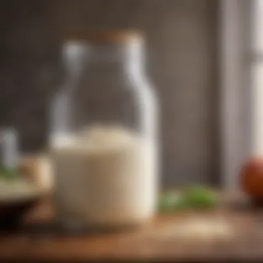 Fermentation jar filled with milk and kefir grains