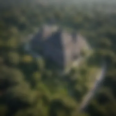 Stunning Aerial Perspective of Hotel Borobudur Aerial view of Hotel Borobudur Jakarta showcasing its lush gardens and unique architecture