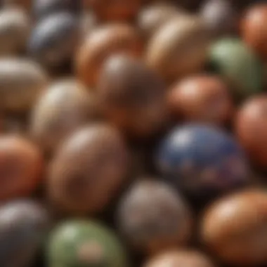 Artistic display of decorated brown eggs with intricate designs