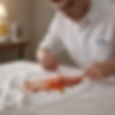 Applying Stain Remover on Fabric Application of a stain remover on a shirt