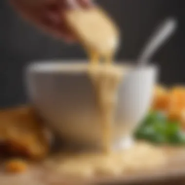 Rich and creamy cheddar cheese sauce in a bowl