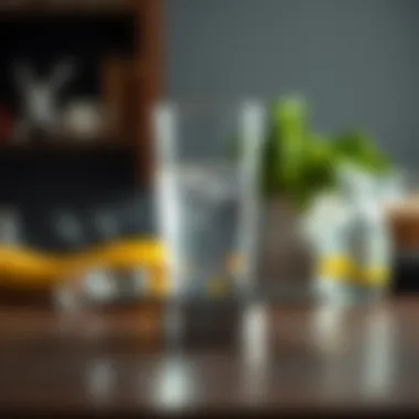 Hydration balance represented by a filled glass and a balanced scale