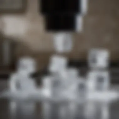 Close-up of ice cubes being dispensed from countertop appliance