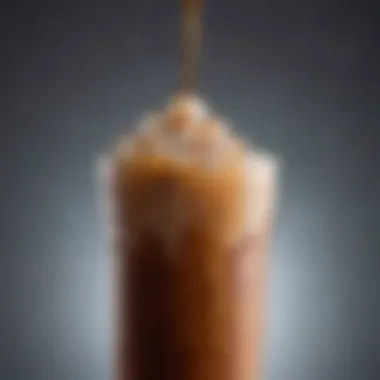 Close-up shot of an iced coffee with condensation on the glass