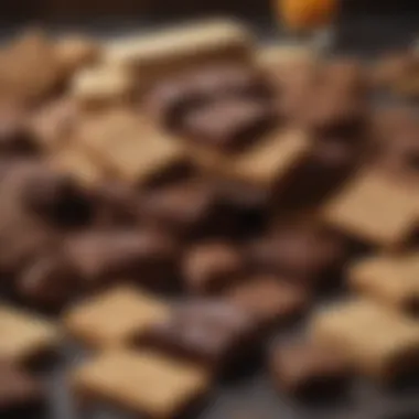 An assortment of chocolate and graham crackers