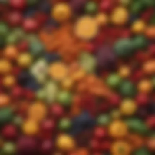 Vibrant array of fresh fruits and vegetables