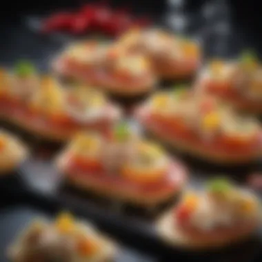 Fusion-Inspired Hors d'Oeuvres Stylish display of fusion-inspired hors d'oeuvres