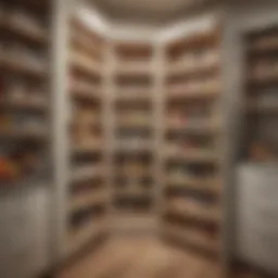 Elegant kitchen pantry showcasing innovative shelving and storage solutions.
