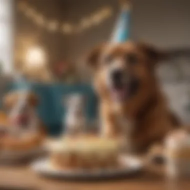 Dogs enjoying a themed birthday party with fun activities