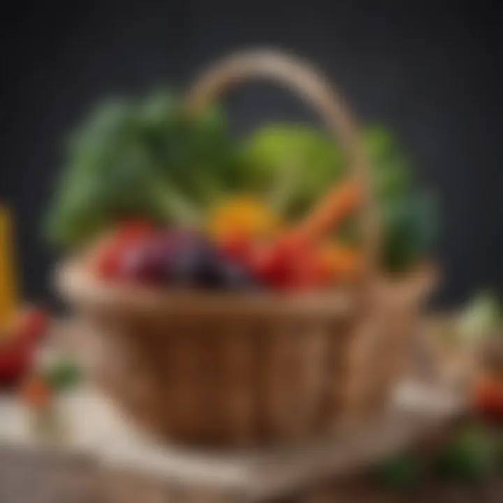 Colorful array of low-carb vegetables in a basket