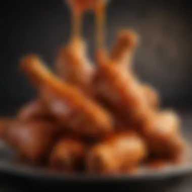 A close-up of KFC Hot Wings drizzled with flavorful sauce