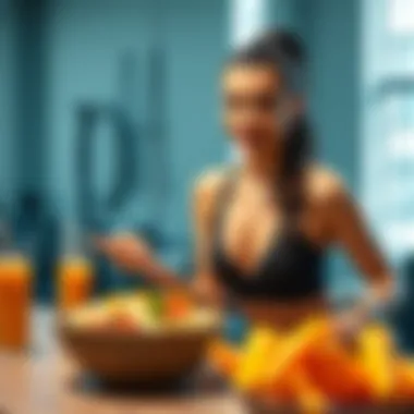 Dynamic Fitness Regimen Supporting Wellness A visual representation of fitness activities complementing a balanced diet