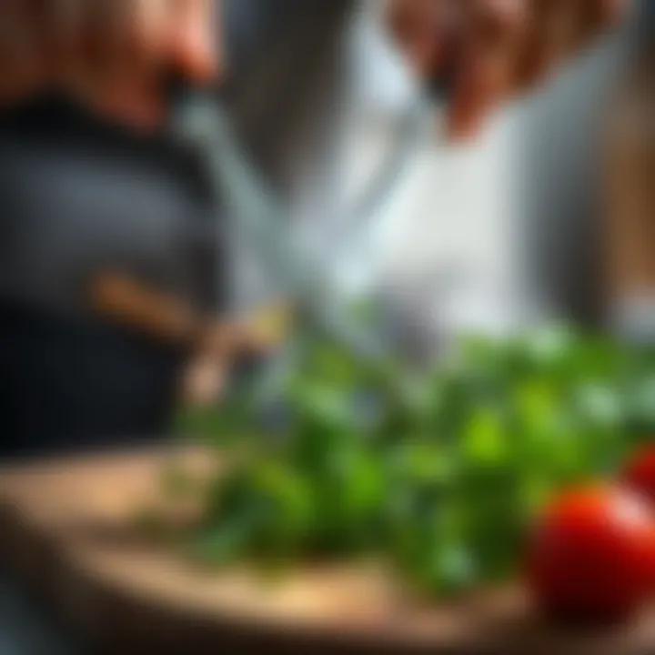 Kitchen shears cutting through herbs effortlessly