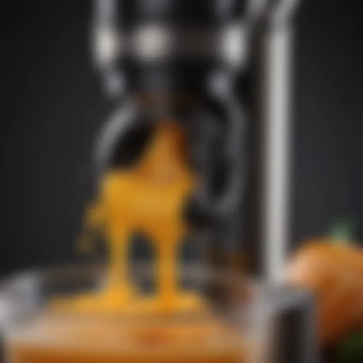 Close-up of the auger mechanism in the Kuvings juicer